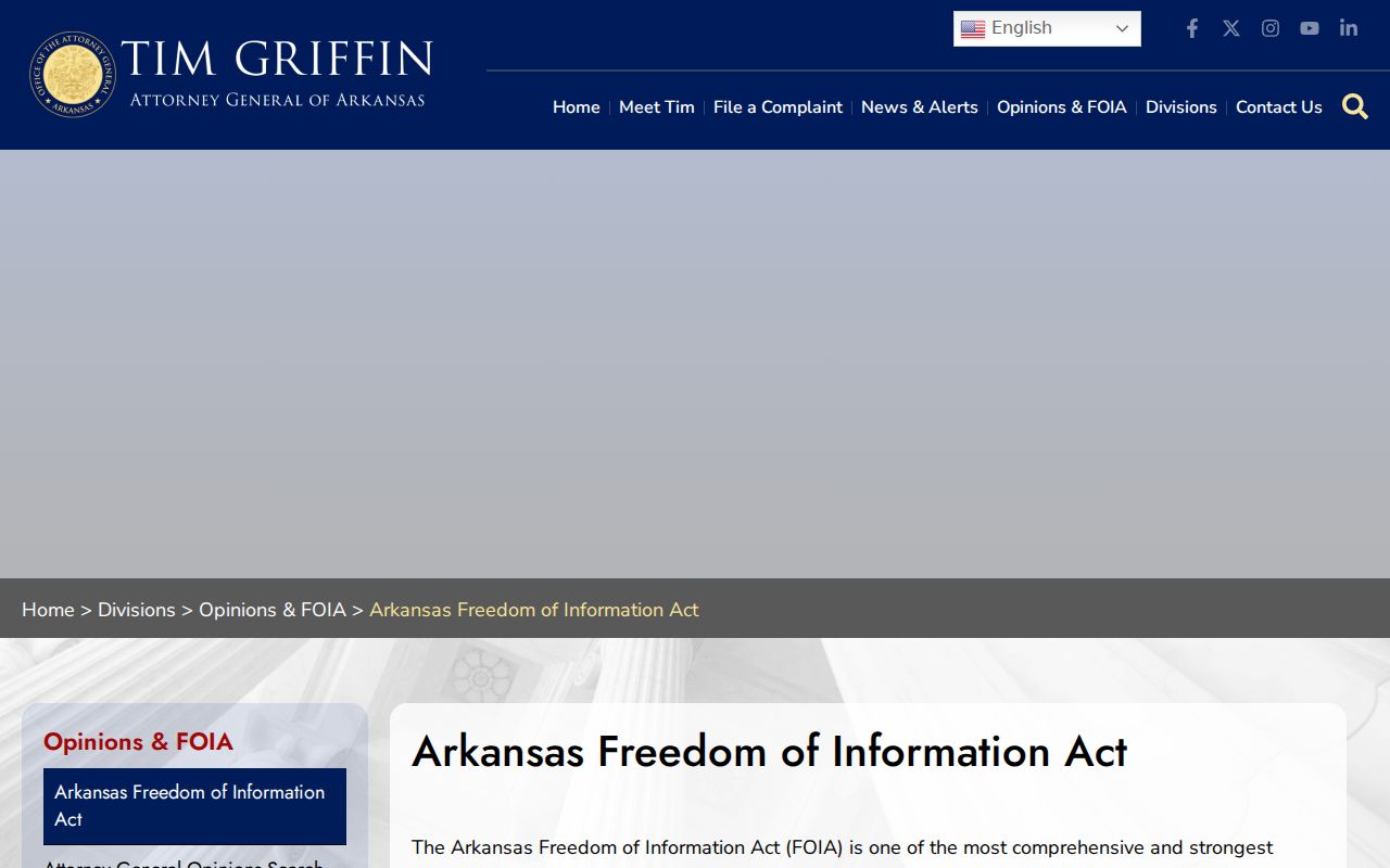 Perry County arrest records Arkansas Freedom of Information Act overview