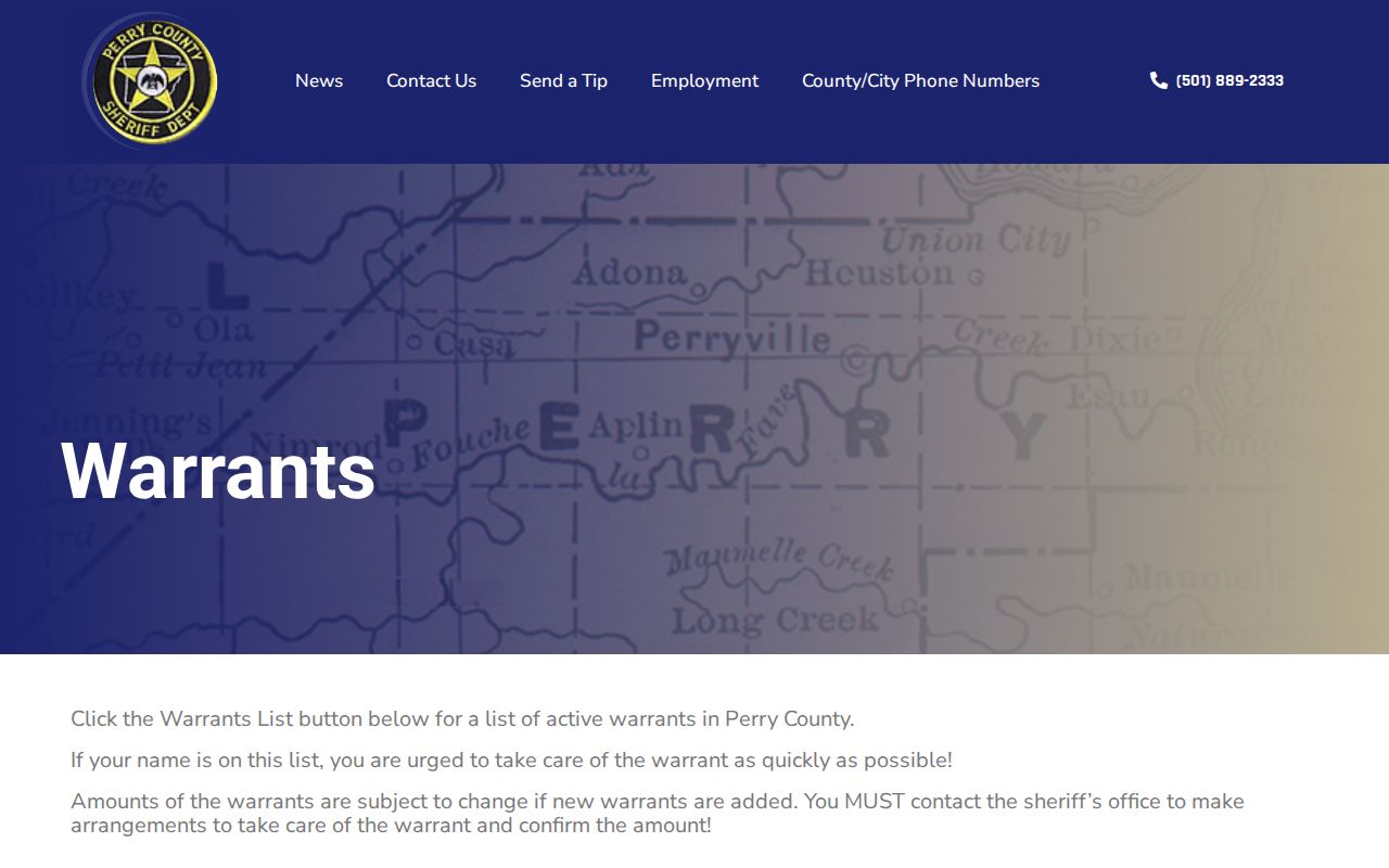 Perry County arrest warrant search instructions