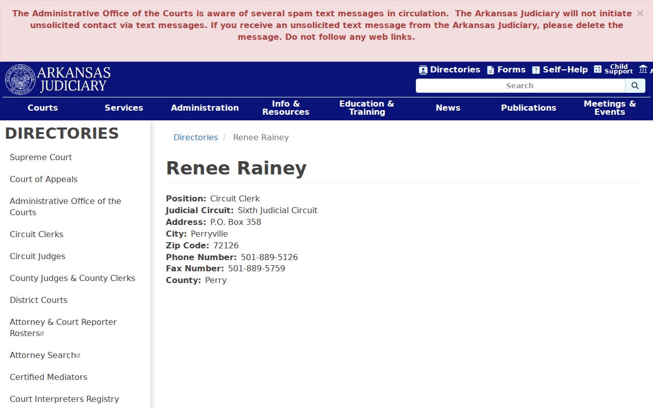 Perry County Circuit Clerk court case contact record
