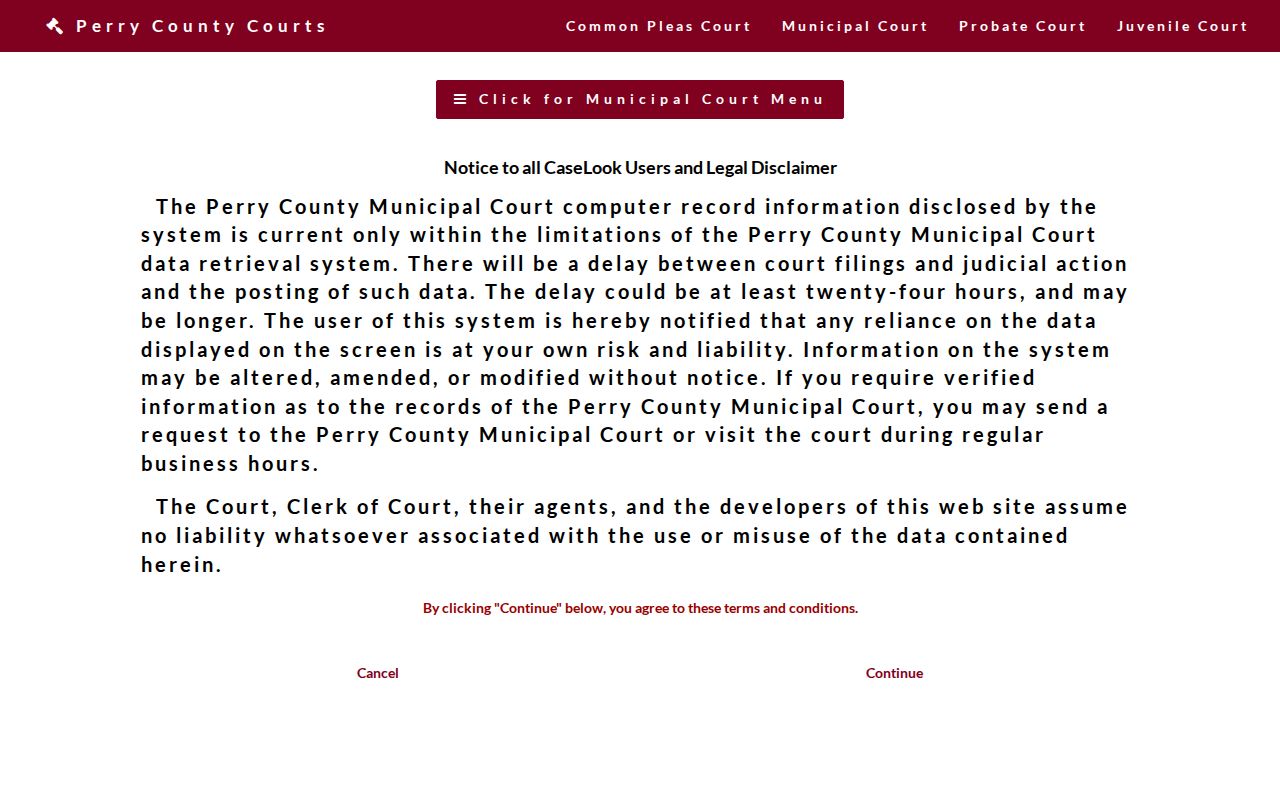 Perry County municipal court case record search